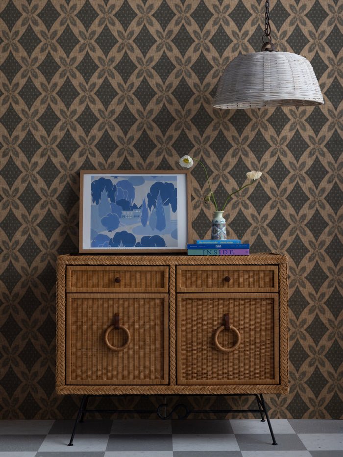 'Arthur' Burlap Wallpaper by Nathan Turner - Navy