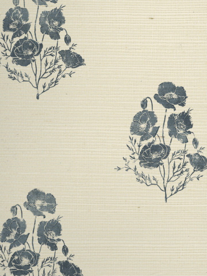 california poppy grasscloth wallpaper by nathan turner darker blue