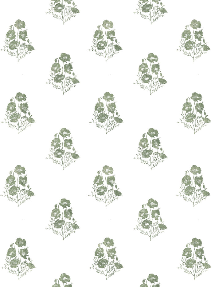'California Poppy' Wallpaper by Nathan Turner - Green