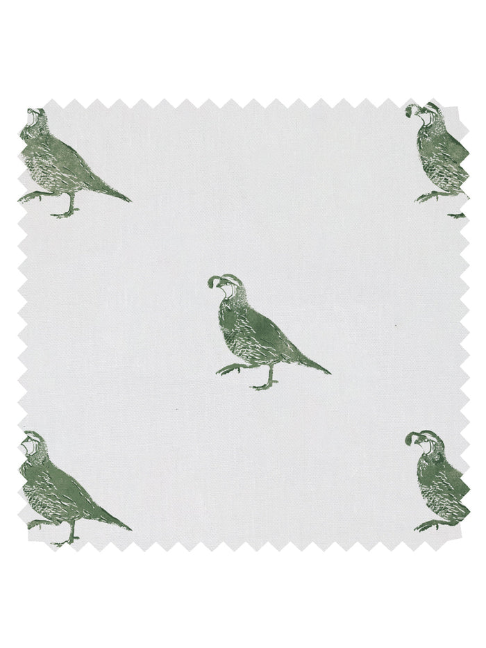 'California Quail' Linen Fabric by Nathan Turner - Green