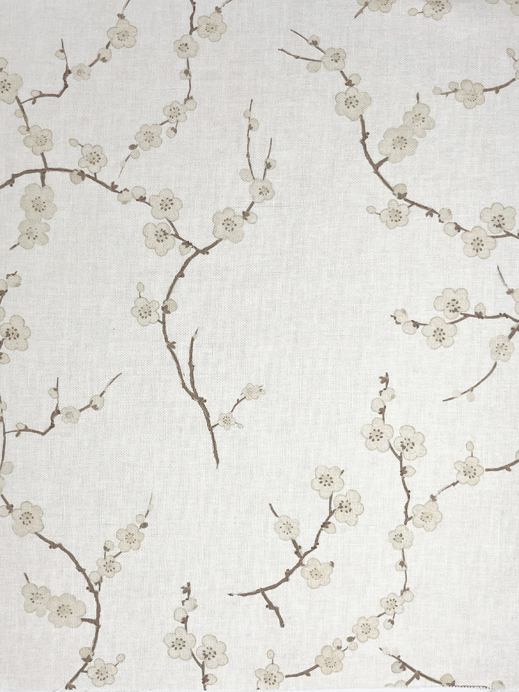 cherry blossom linen fabric by nathan turner neutral