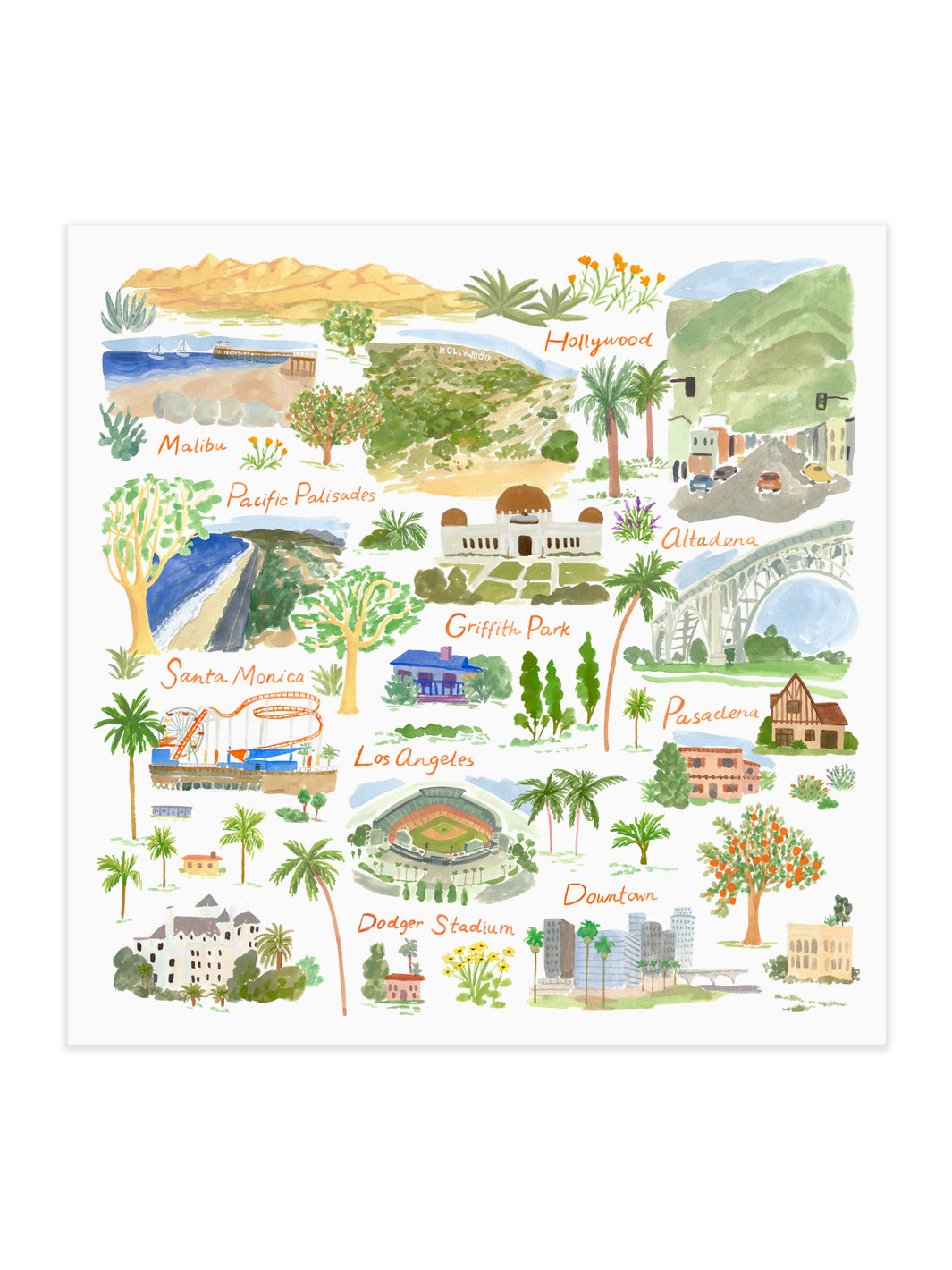 LA Landmarks Art Print