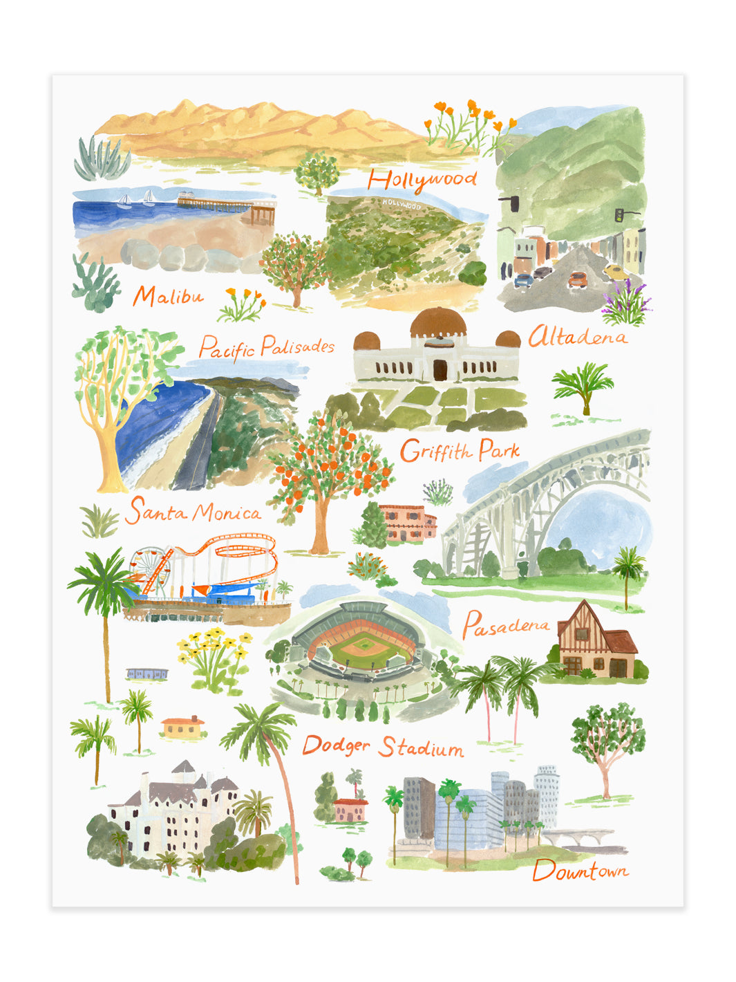 LA Landmarks Art Print