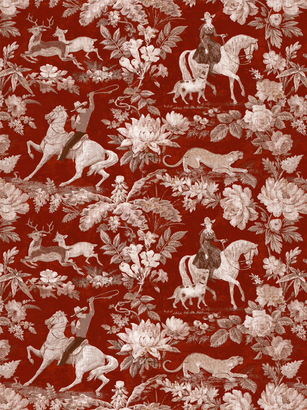 'Cowboy Toile' Wallpaper by Nathan Turner - Antique Red