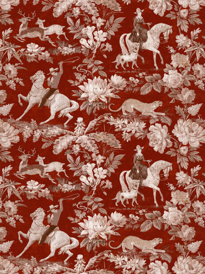 'Cowboy Toile' Wallpaper by Nathan Turner - Antique Red