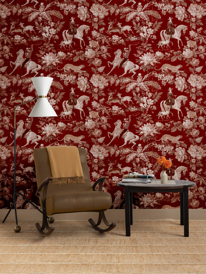 'Cowboy Toile' Wallpaper by Nathan Turner - Antique Red