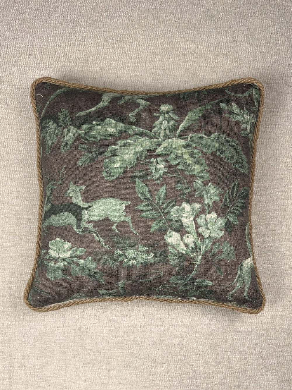 cowboy toile linen fabric by nathan turner moss brown