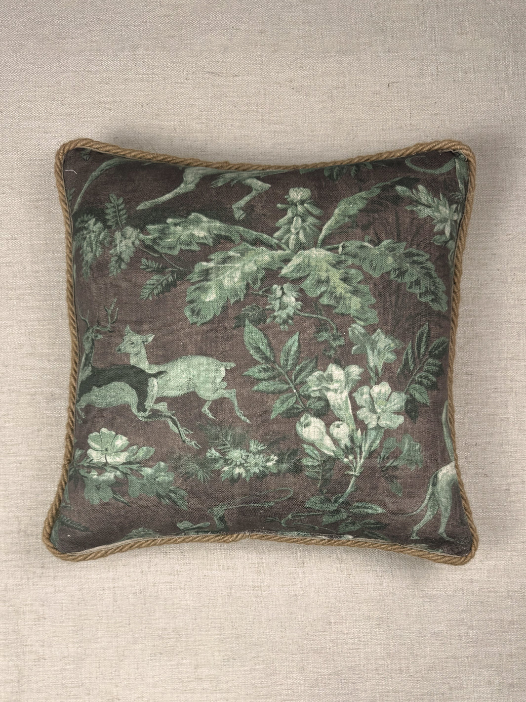 cowboy toile linen fabric by nathan turner moss brown