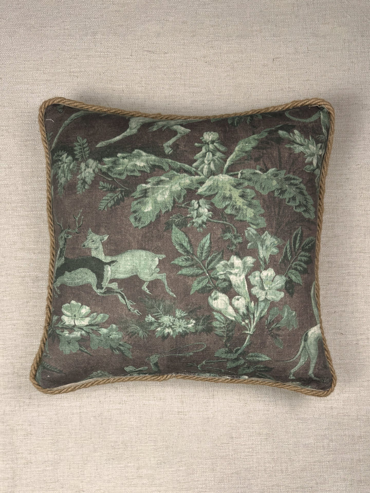 cowboy toile linen fabric by nathan turner moss brown