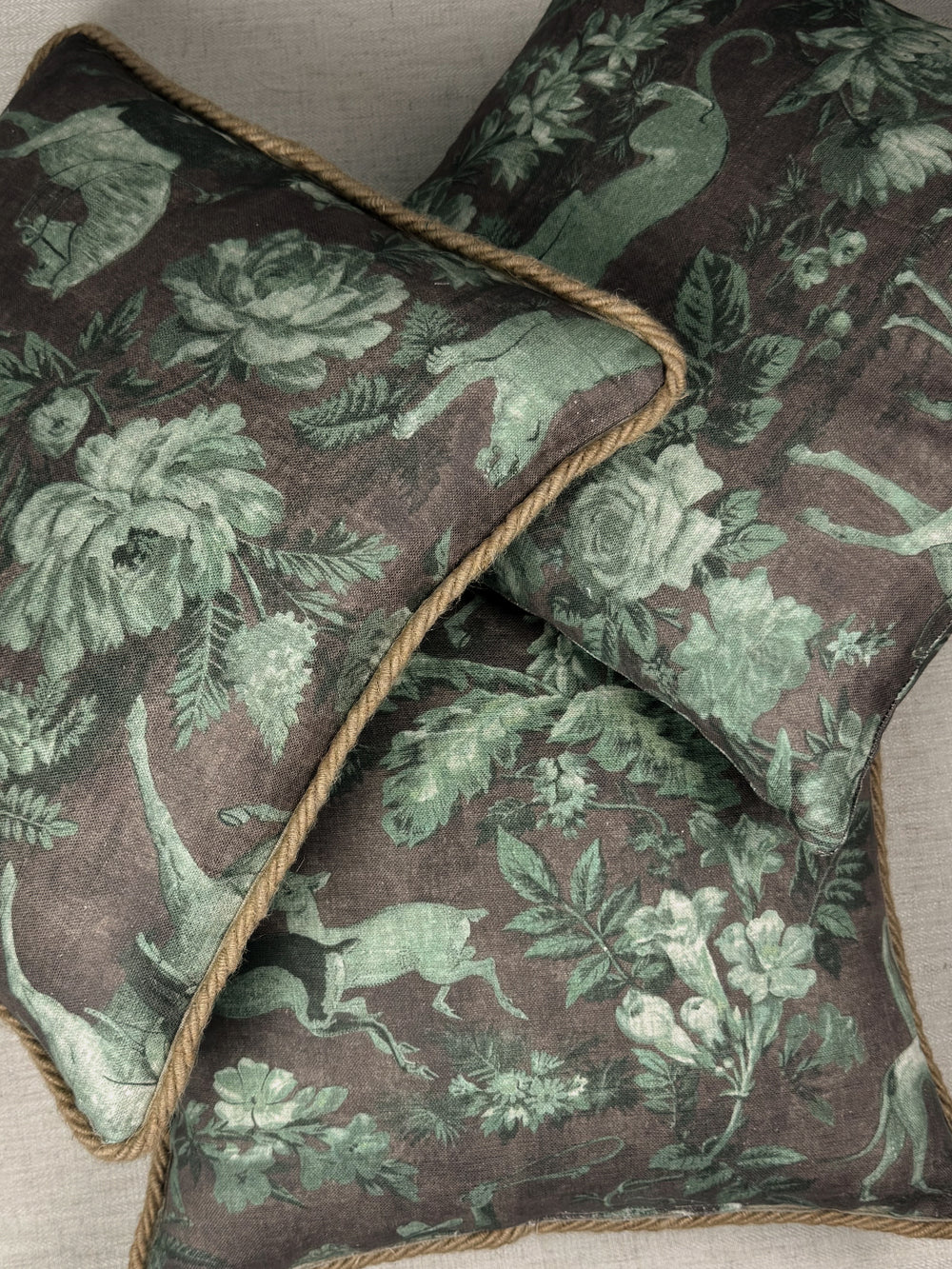 cowboy toile linen fabric by nathan turner moss brown