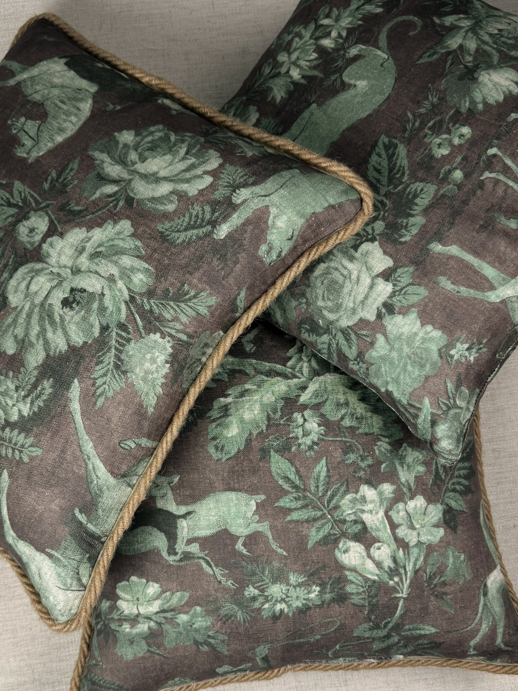 cowboy toile linen fabric by nathan turner moss brown