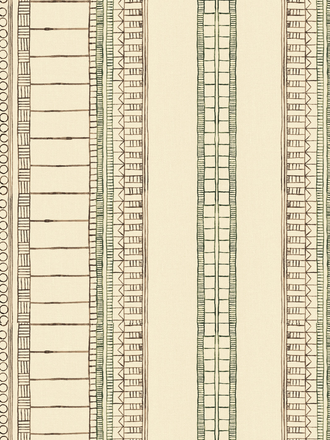 'Doodle Stripe' Tea Stained Linen Fabric by Nathan Turner - Brown Green