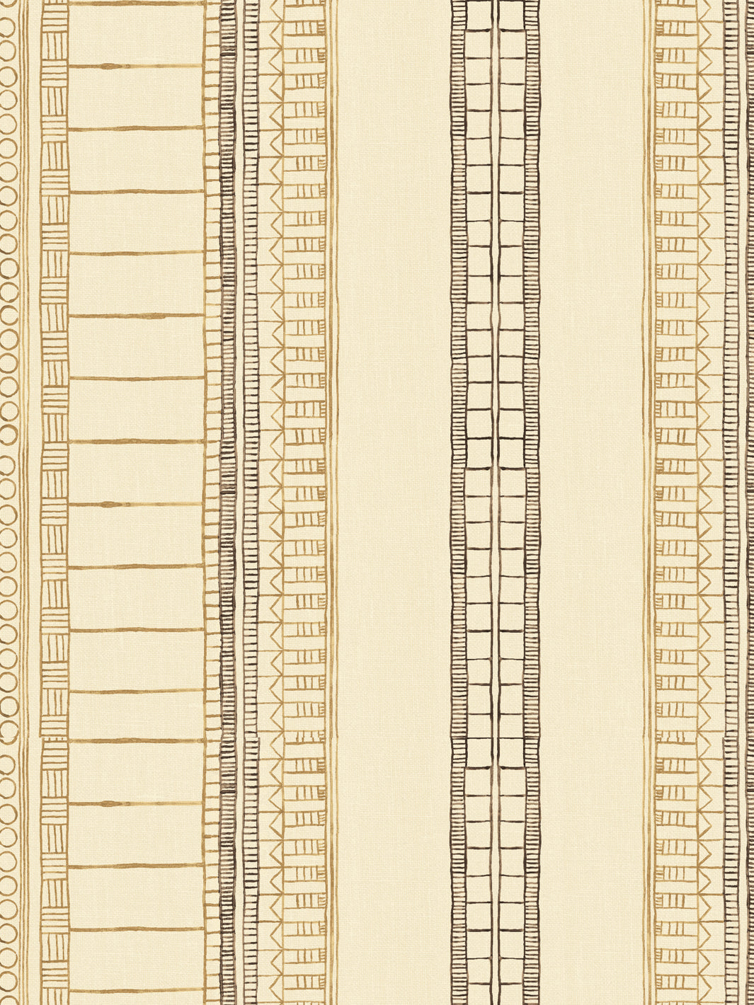 'Doodle Stripe' Tea Stained Linen Fabric by Nathan Turner - Gold Brown