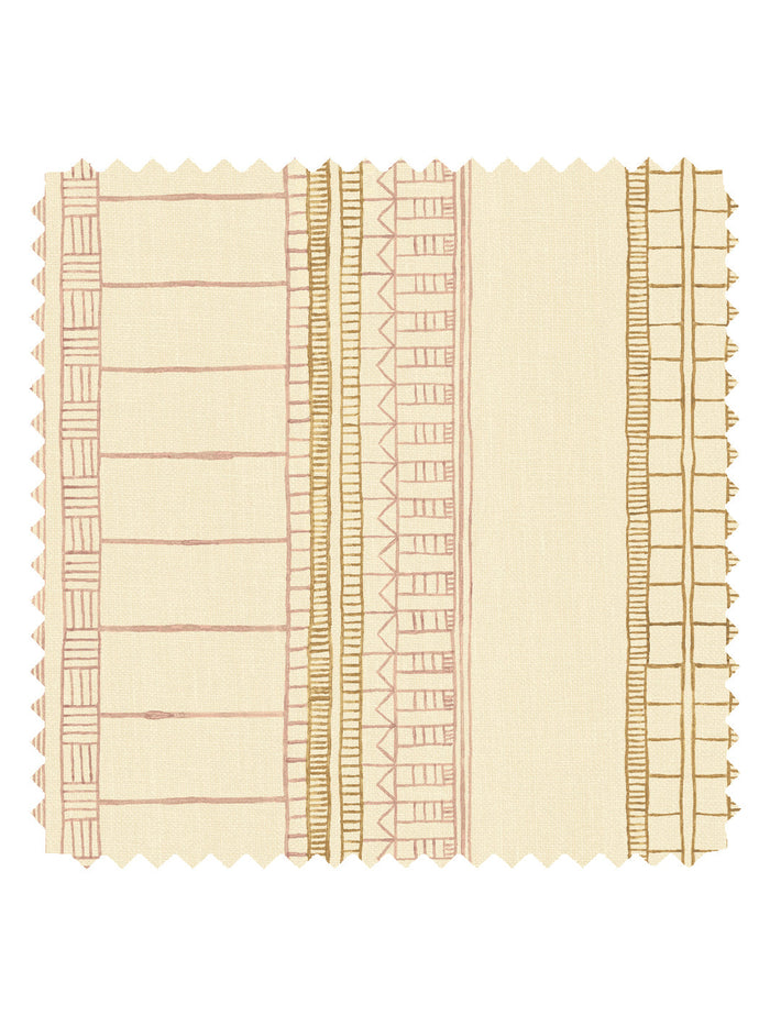'Doodle Stripe' Tea Stained Linen Fabric by Nathan Turner - Pink Gold