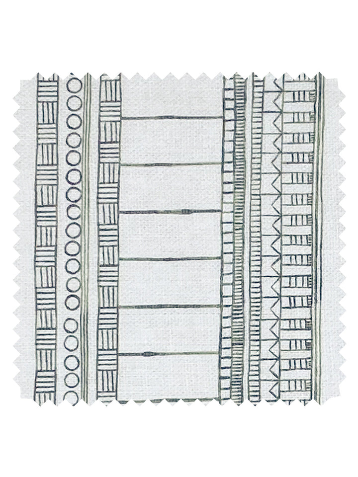 doodle stripe linen fabric by nathan turner green