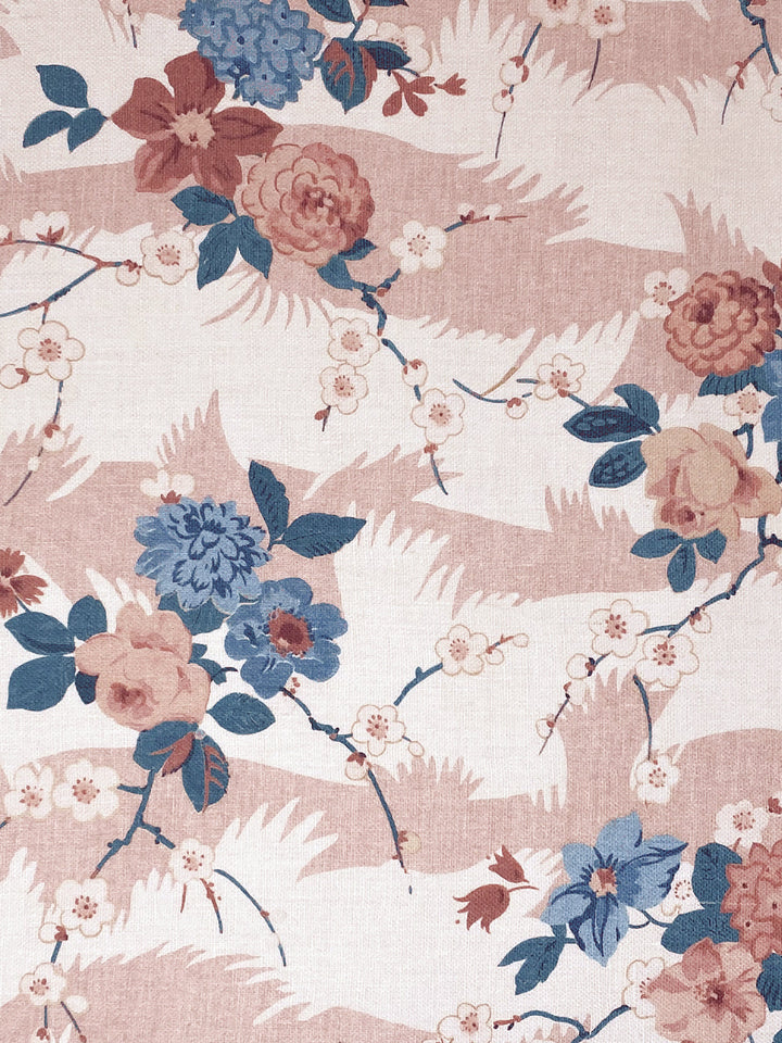 dorachintz linen fabric by nathan turner pink blue