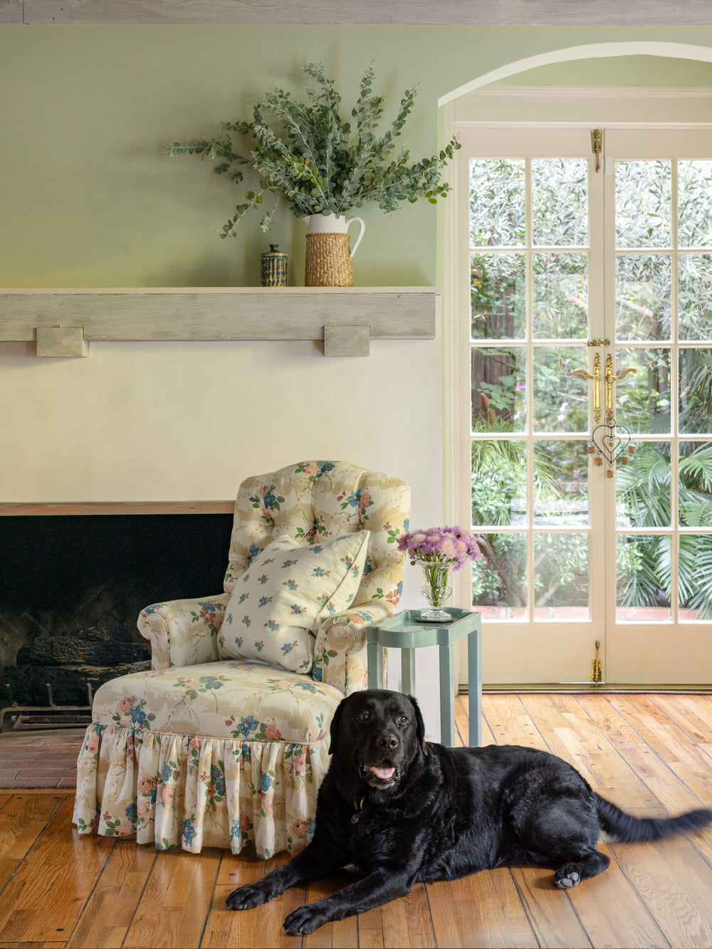 dorachintz linen fabric by nathan turner taupe blue