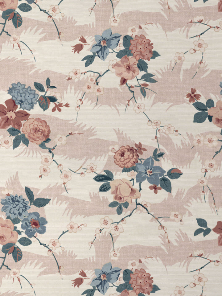 dora chintz grasscloth wallpaper by nathan turner pink blue