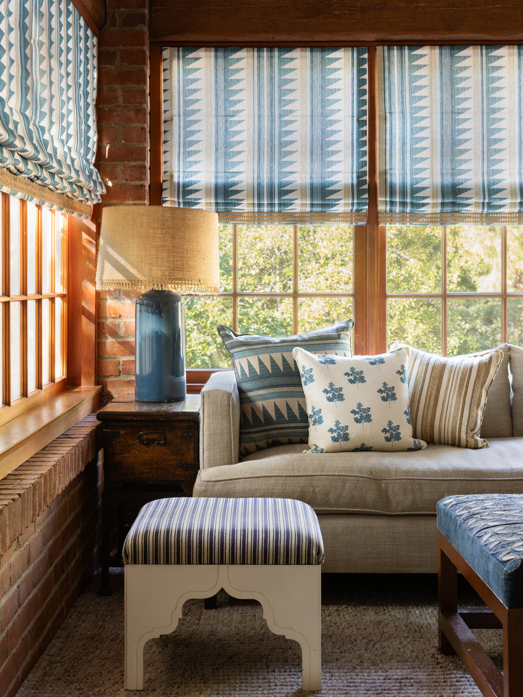 edwin stripe linen fabric by nathan turner blue