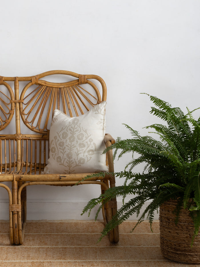 'Eleanor' Linen Fabric by Sugar Paper - Khaki on White