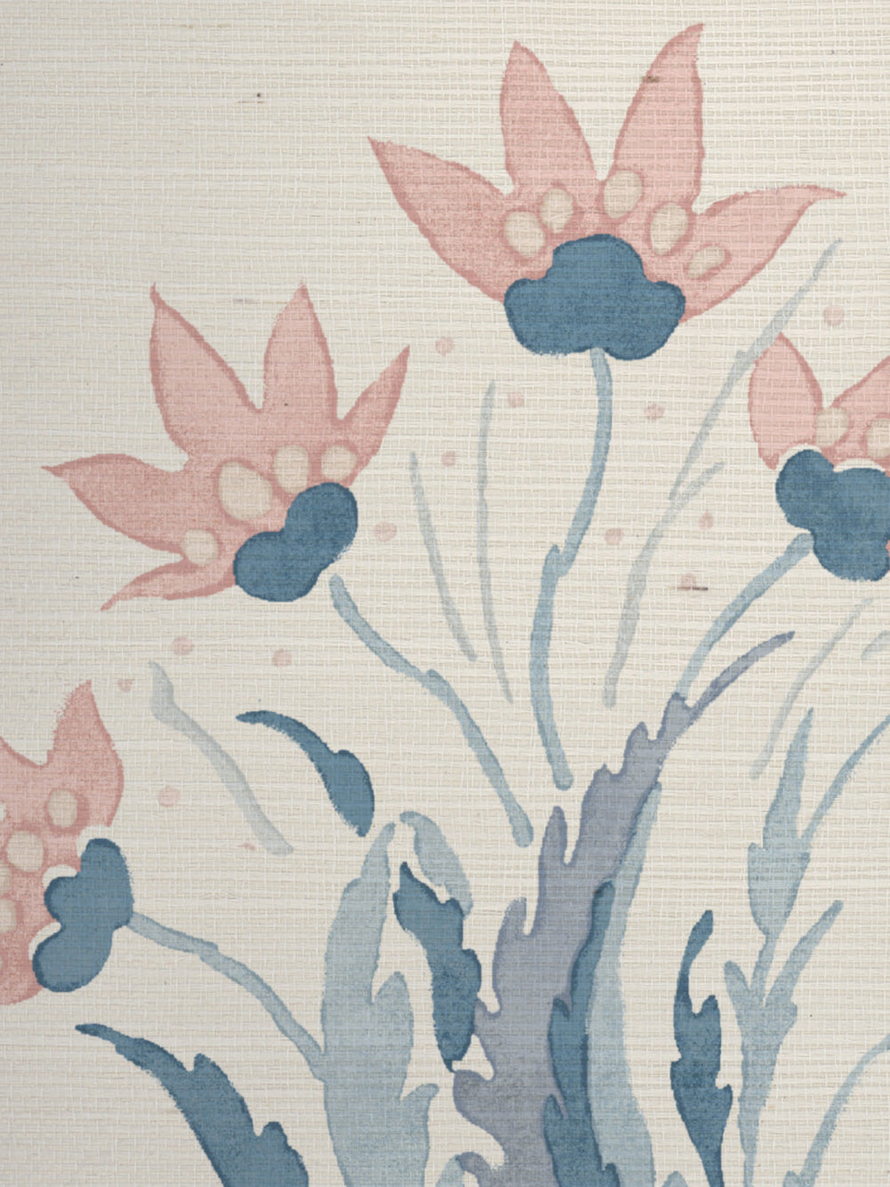 hillhouse block print large grasscloth wallpaper by nathan turner pink blue