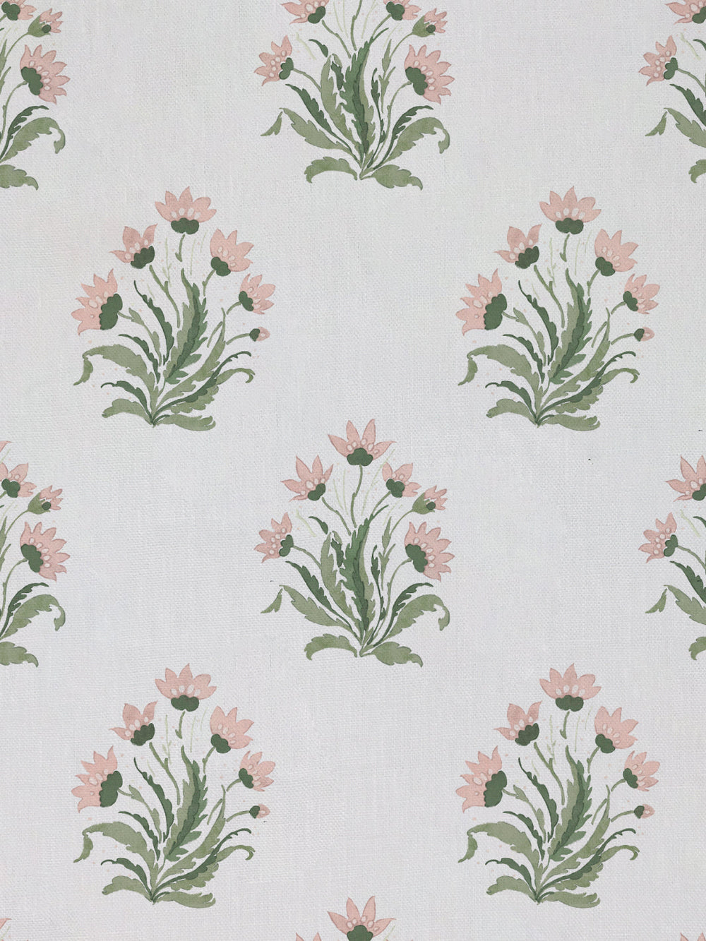 hillhouse block print small linen fabric by nathan turner pink green