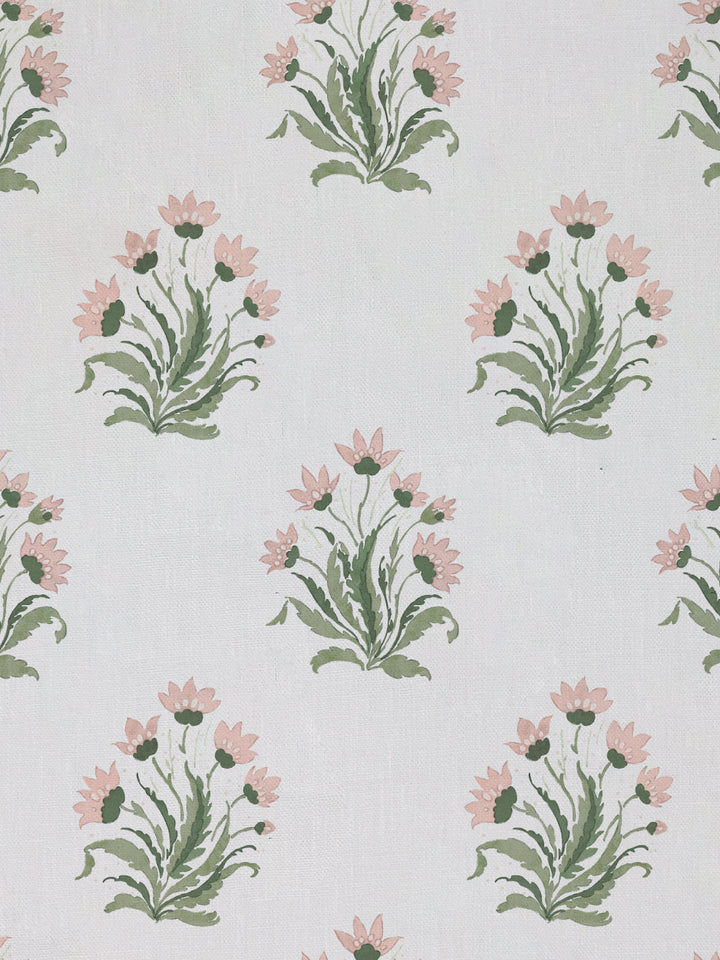 hillhouse block print small linen fabric by nathan turner pink green