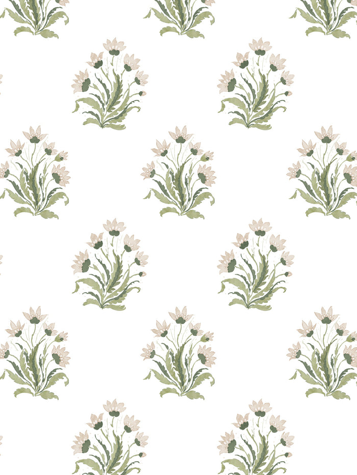 'Hillhouse Block Print Small' Wallpaper by Nathan Turner - Neutral Green