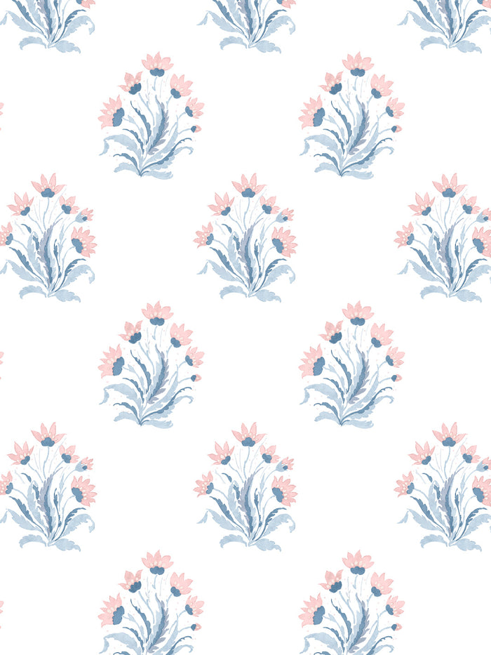 'Hillhouse Block Print Small' Wallpaper by Nathan Turner - Pink Blue