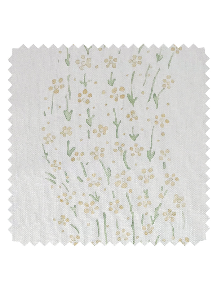 'Hillhouse Floral Ditsy Wave' Linen Fabric by Nathan Turner - Gold Green