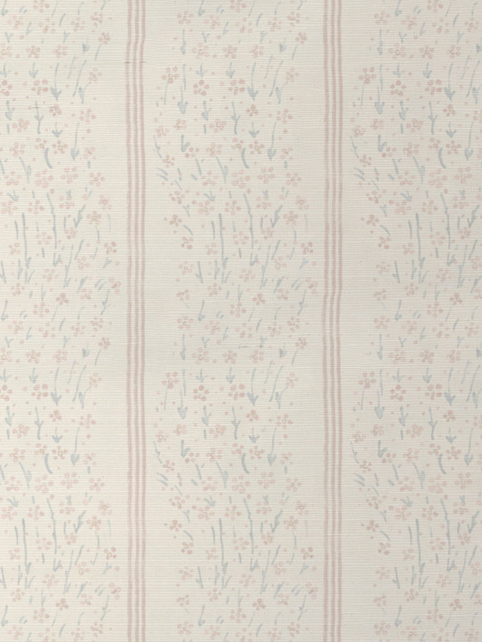 'Hillhouse Floral Ditsy Wave Stripe' Grasscloth Wallpaper by Nathan Turner - Pink Blue