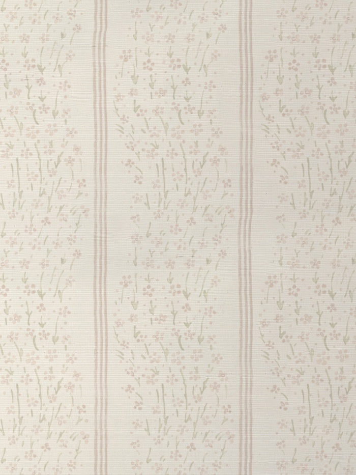 'Hillhouse Floral Ditsy Wave Stripe' Grasscloth Wallpaper by Nathan Turner - Pink Green