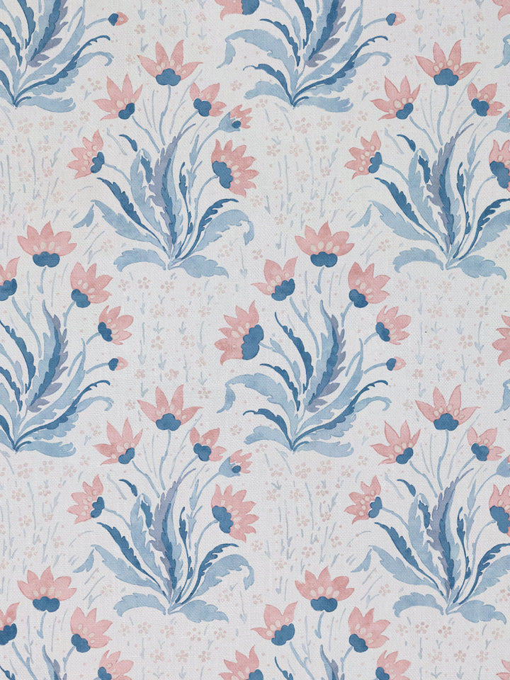 hillhouse floral multi linen fabric by nathan turner pink blue