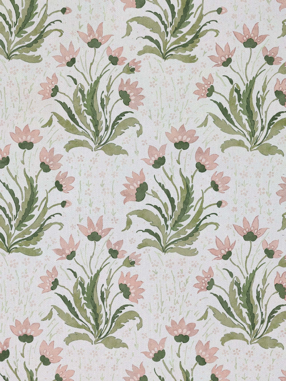 hillhouse floral multi linen fabric by nathan turner pink green