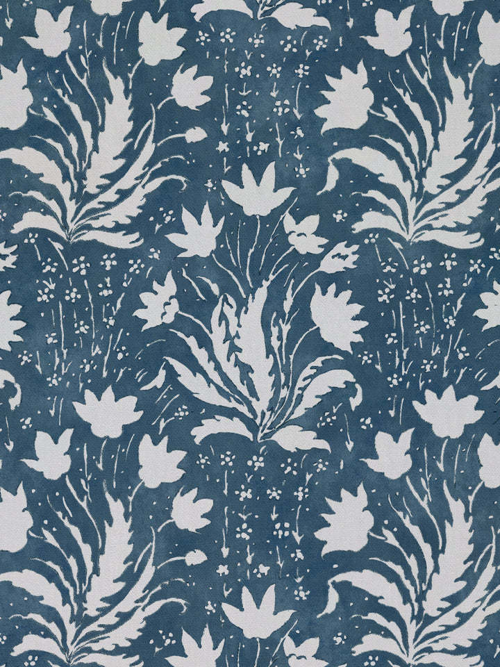 hillhouse floral one color linen fabric by nathan turner dark blue