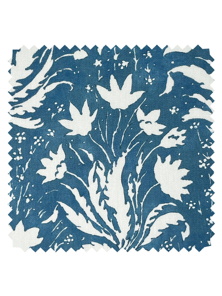 hillhouse floral one color linen fabric by nathan turner dark blue