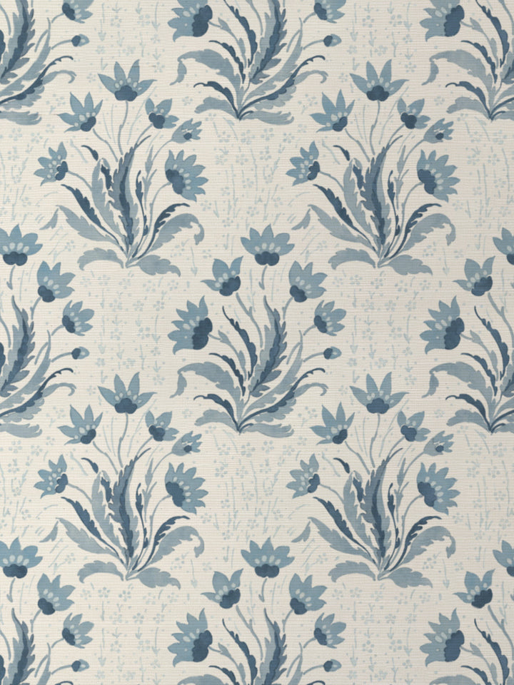 hillhouse floral tonal grasscloth wallpaper by nathan turner blue