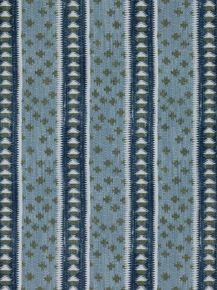 northstar stripe linen fabric by nathan turner blue army green