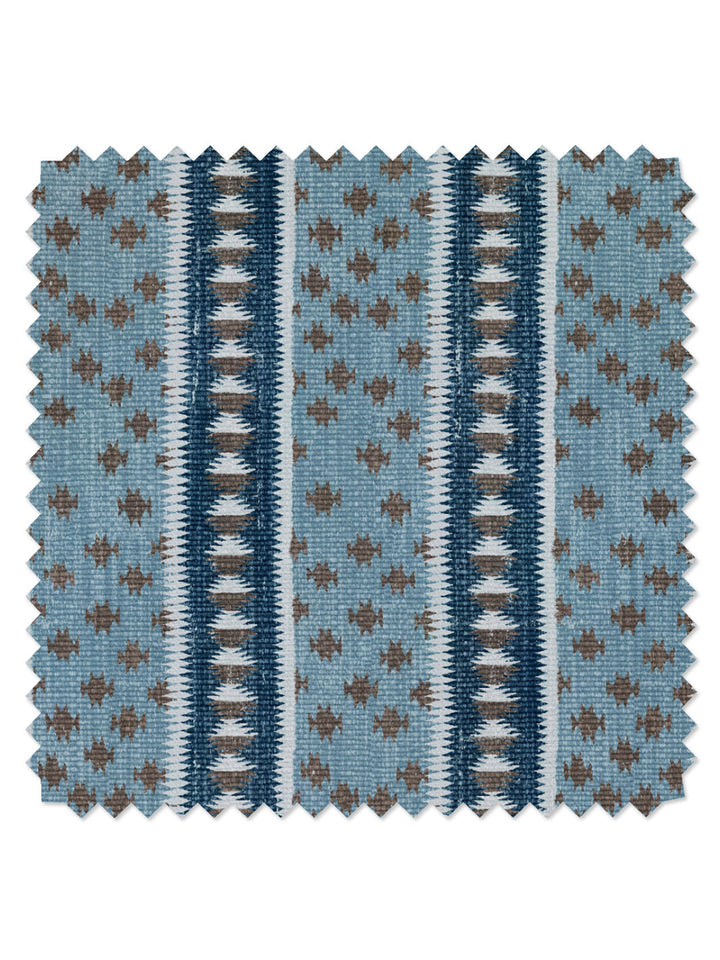northstar stripe linen fabric by nathan turner blue brown