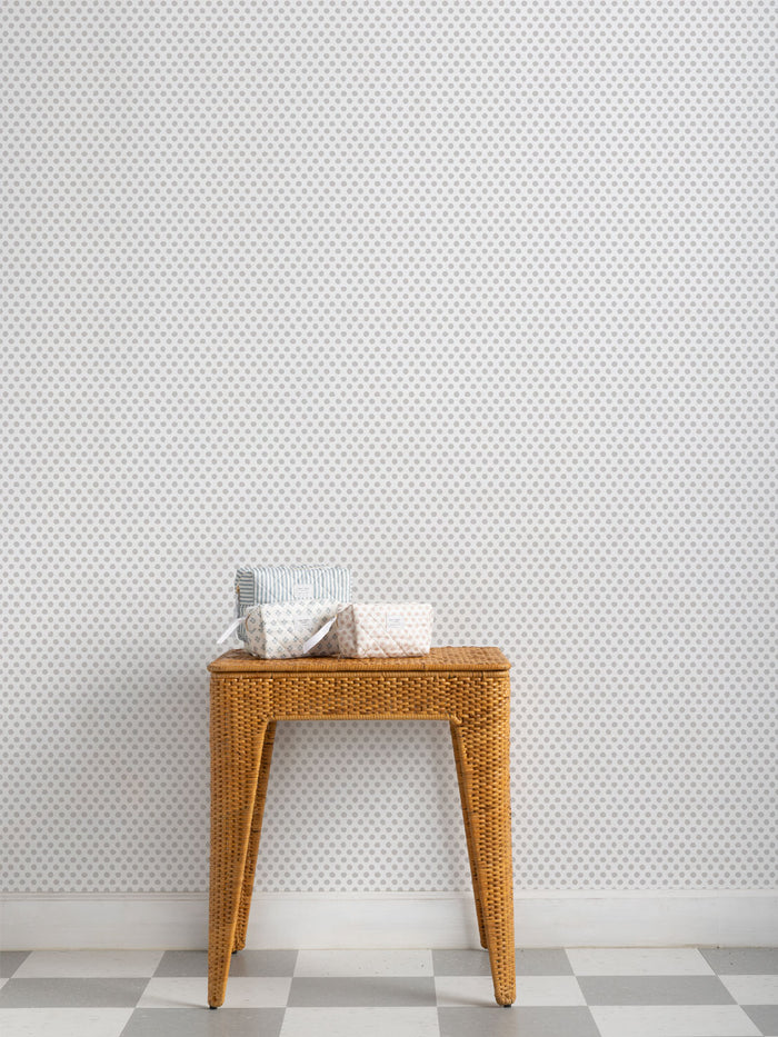 'Painted Dots (White Ground)' Wallpaper by Sugar Paper - Stone