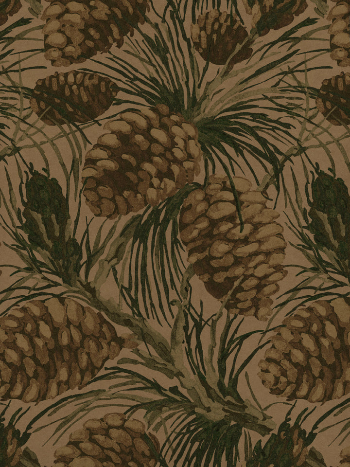 pinecones kraft wallpaper by nathan turner cream