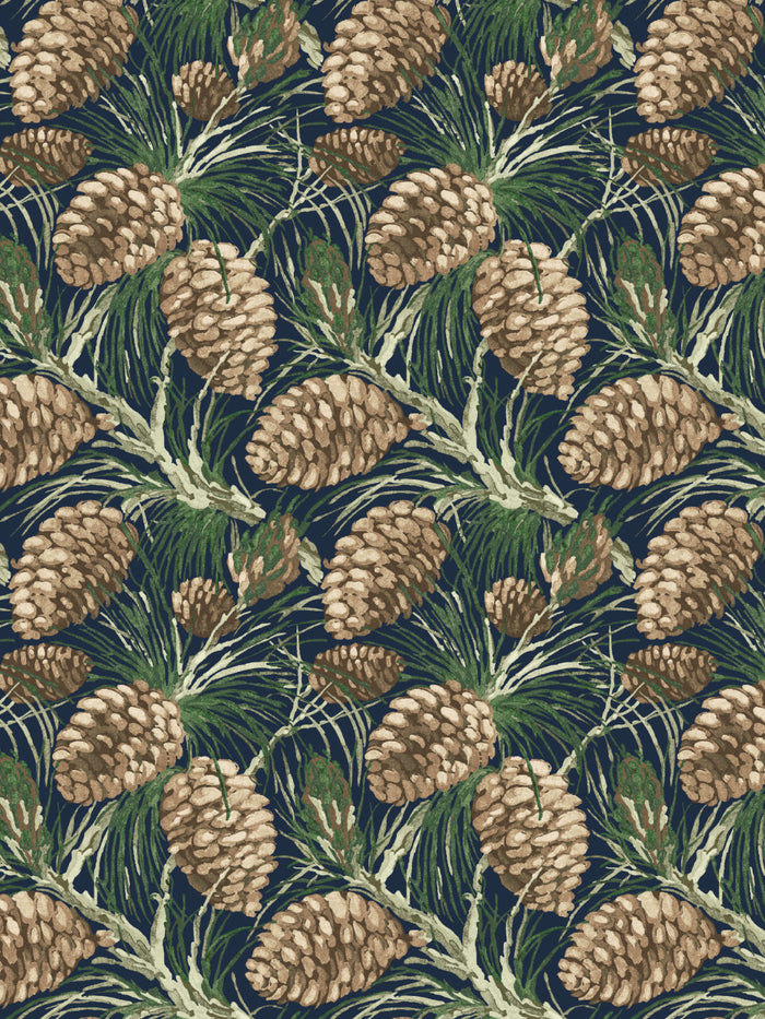 'Pinecones' Wallpaper by Nathan Turner - Navy