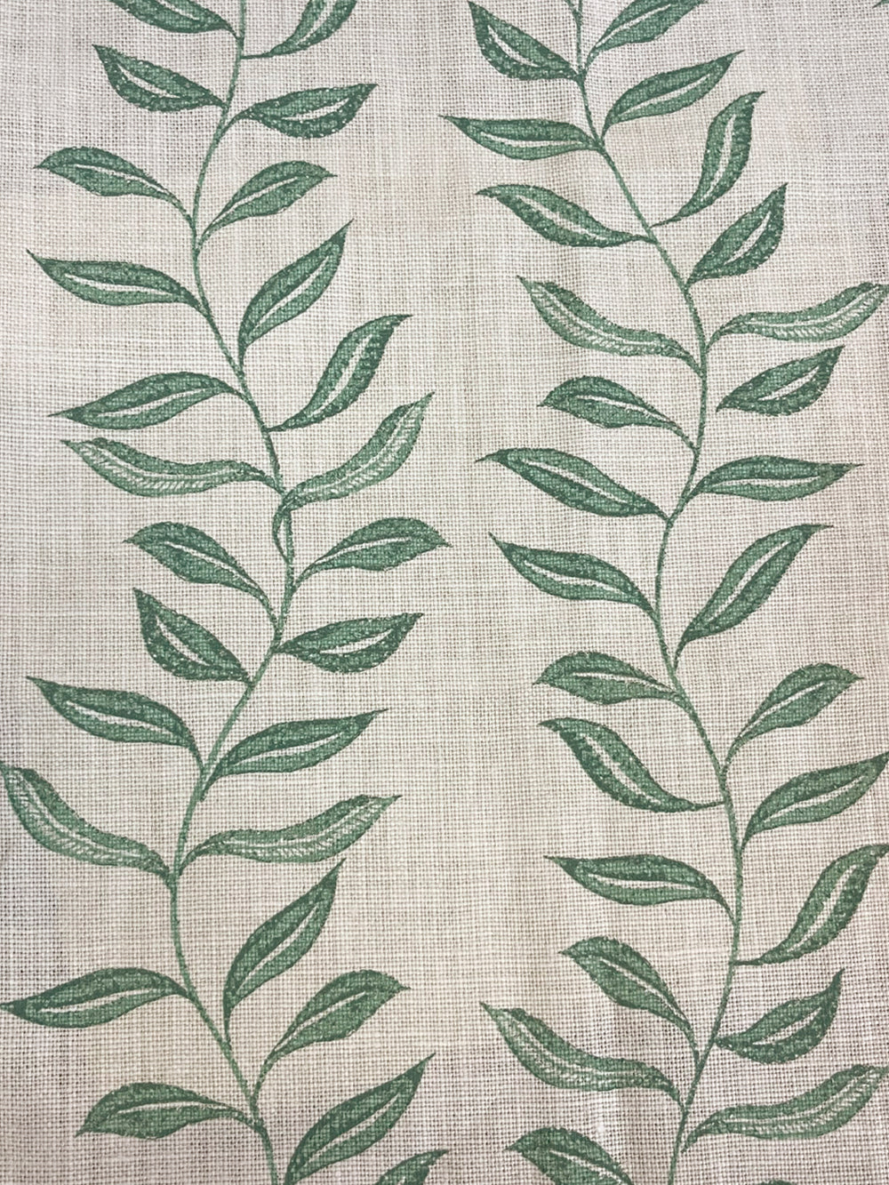 seneca hand printed linen fabric by nathan turner green