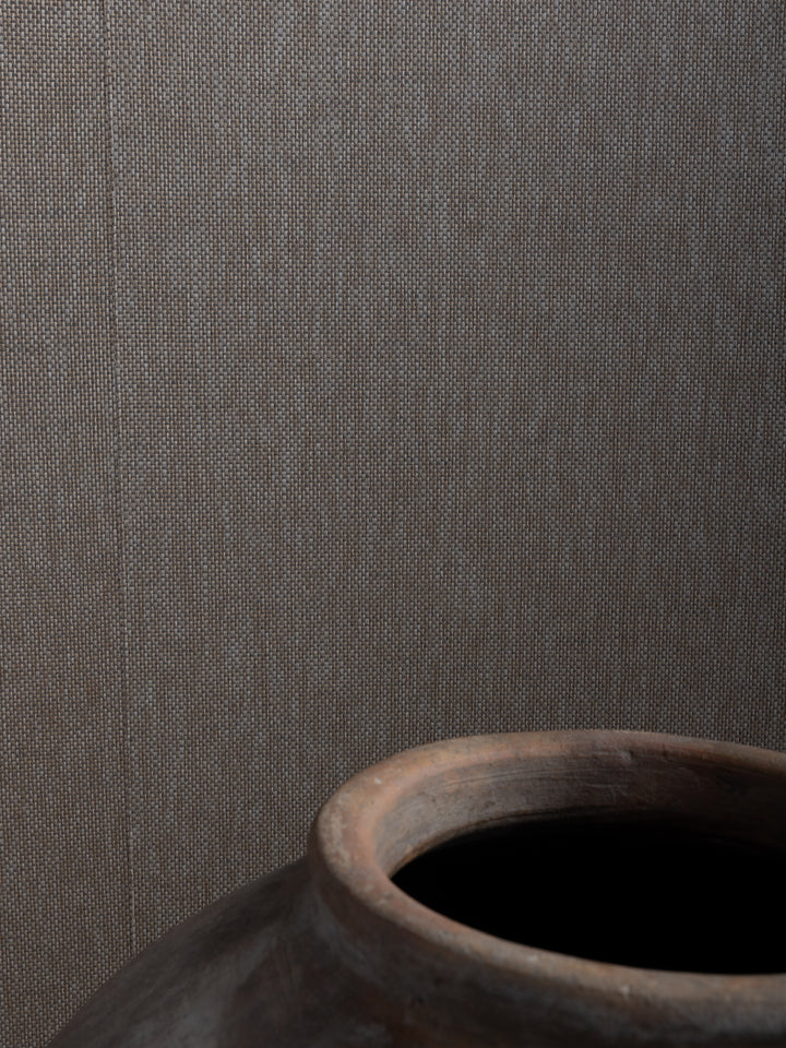 stitch two tone grasscloth wallpaper in antrasite pepper