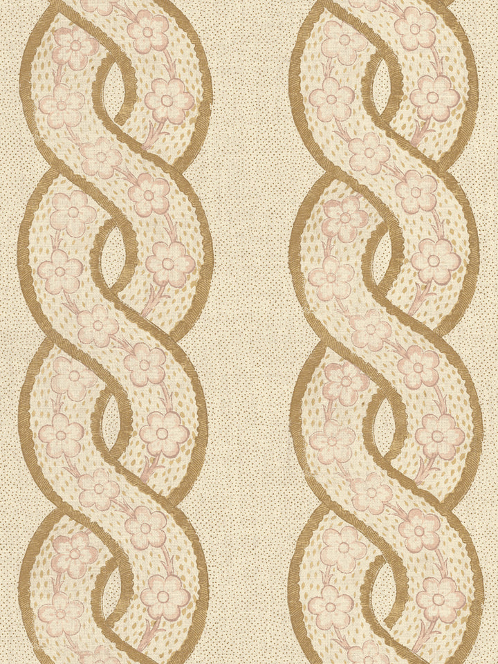 'Whitby' Tea Stained Linen Fabric by Nathan Turner - Gold Pink