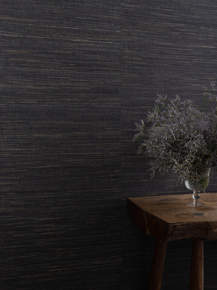 woven two tone grasscloth wallpaper in tar