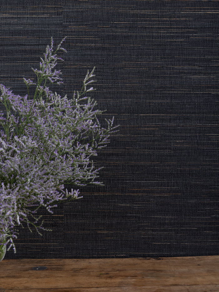 'Woven Two Tone' Grasscloth Wallpaper - Tar
