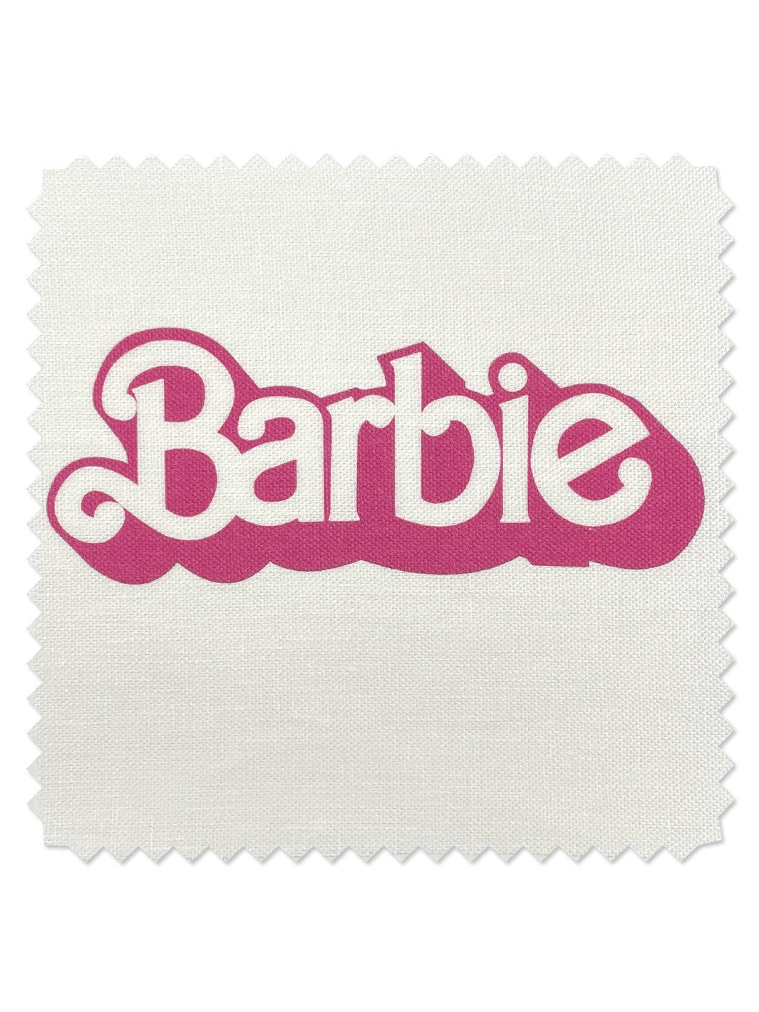 Fabric by the Yard 80s Barbie Logo White