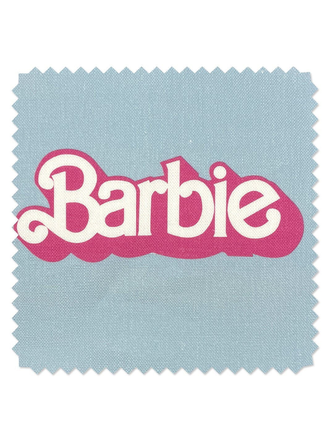 Fabric by the Yard 80s Barbie Logo Baby Blue