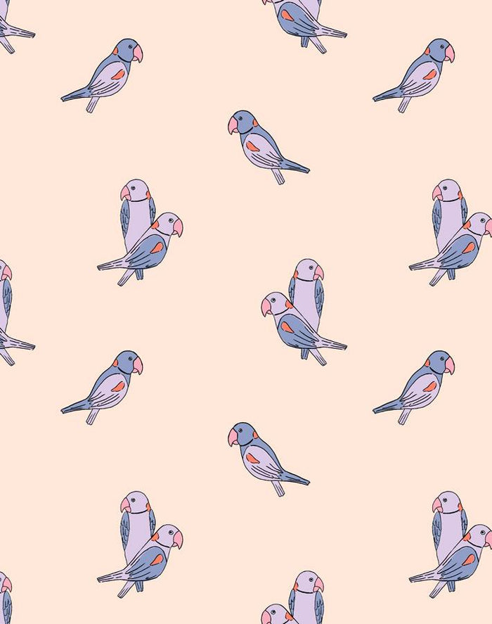 'Small Alexandrine Parakeet' Wallpaper by Tea Collection - Lilac
